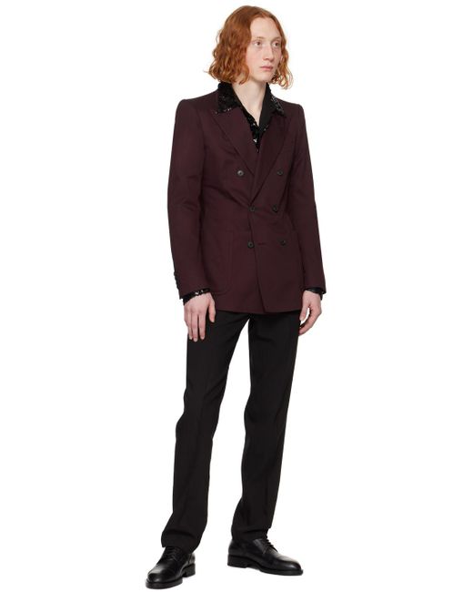 Dries Van Noten Purple Burgundy Peaked Blazer for men