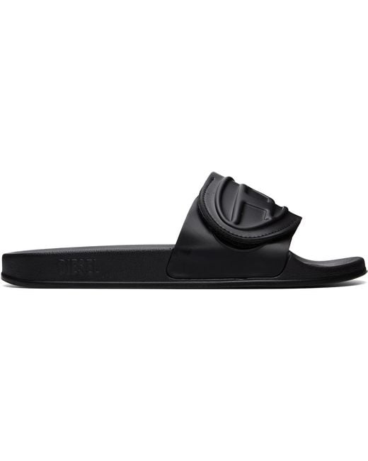DIESEL Black Sa-bloop Srap Pool Slides for men
