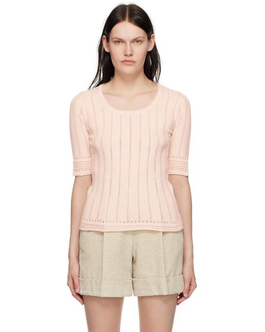 See By Chloé Multicolor Pink Scoop Neck Top