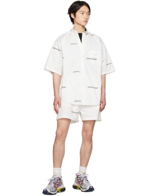 Balenciaga White Printed Shorts for men