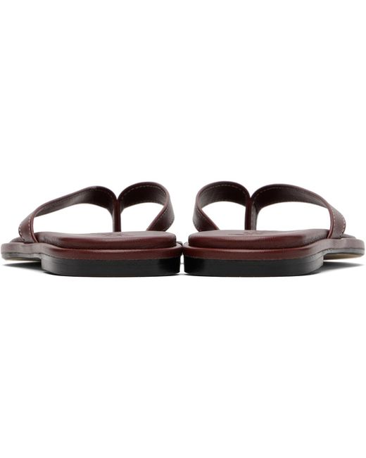 Aeyde Black Burgundy Melody Leather Thong Sandals