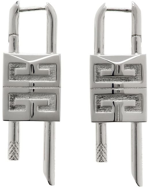 Givenchy Metallic Silver Small Lock Earrings