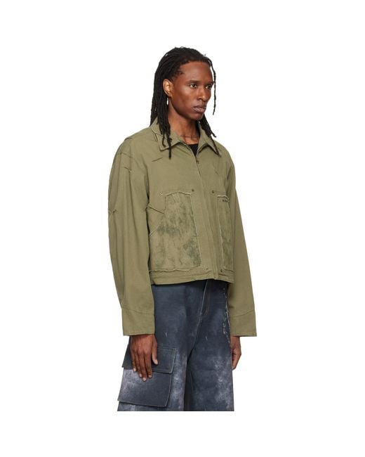 we11done Green Vintage Pin-Tucked Work Jacket for men
