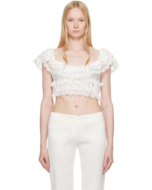 YUHAN WANG White Ssense Exclusive Lace Trimmed Blouse
