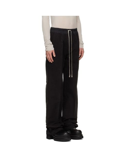 Rick Owens Black Tower Dietrich Drawstring Trousers for men
