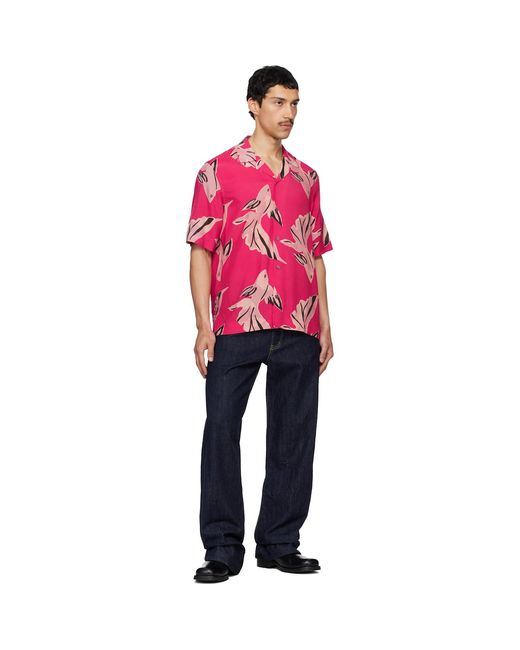 Paul Smith Pink 'Le Peche Fish' Print Viscose Shirt for men