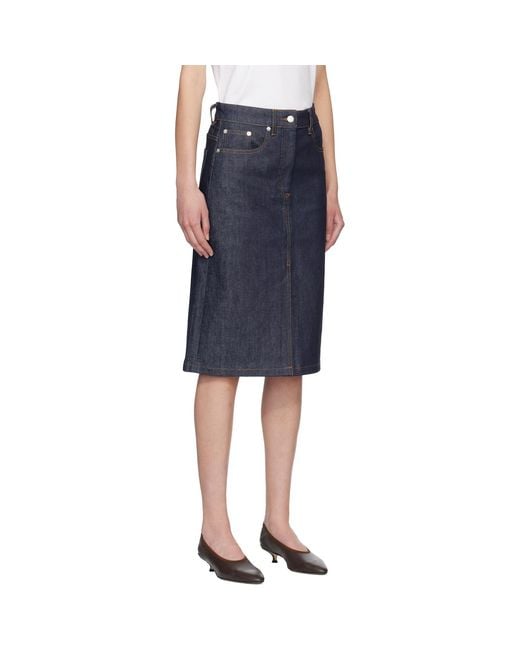 A.P.C. Blue Lizzie Denim Midi Skirt