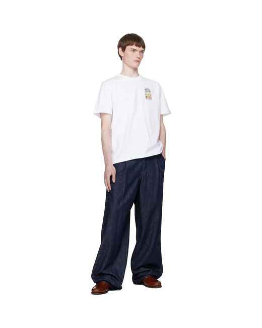 Casablanca White Tennis Landscape Short Sleeve T‑Shirt for men