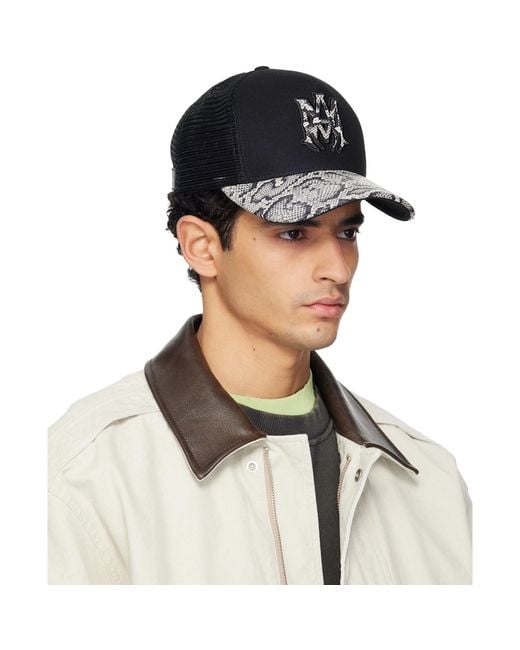 Amiri Black Ma Snake Trucker Cap for men