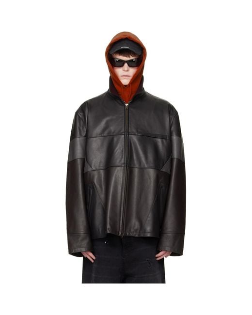Vetements Black Cut-Up Leather Jacket for men