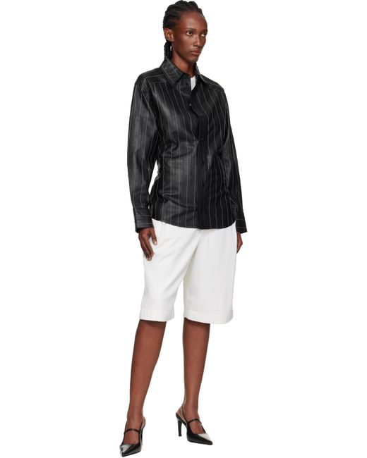 Victoria Beckham Black Tab Detail Leather Shirt