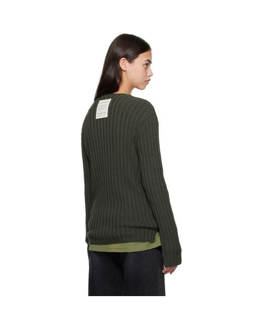 Acne Black Ribbed Crewneck Knit Sweater