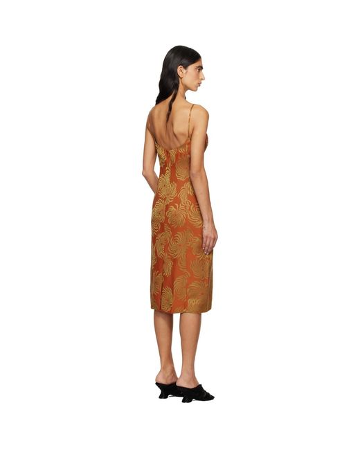 Dries Van Noten Black Jacquard Slip Midi Dress