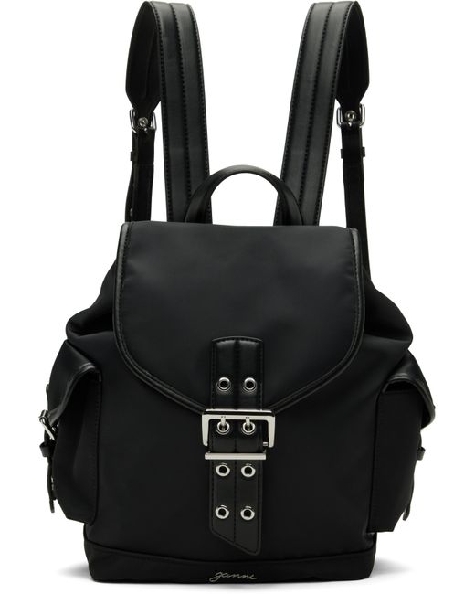 Ganni Black Small Bucky Nylon Backpack