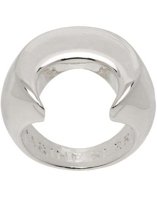 Bague argentee en laiton recycle a logo moon Marine Serre pour homme en coloris Metallise Lyst