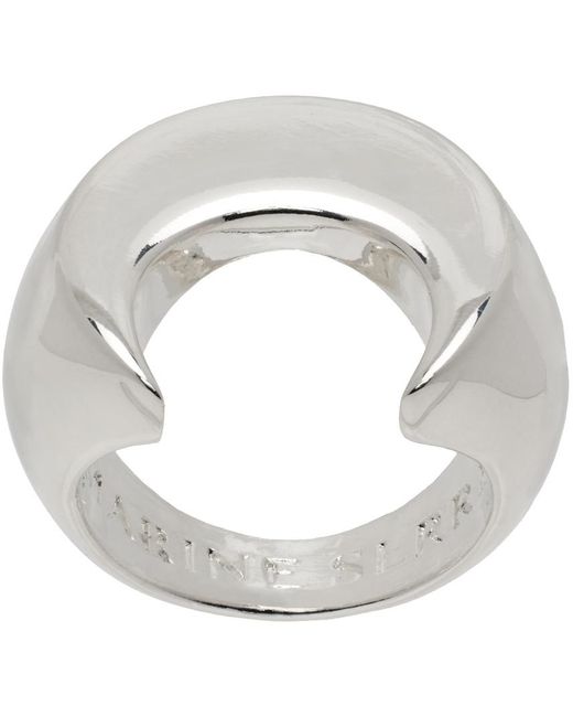 MARINE SERRE Metallic Silver Regenerated Brass Moon Ring for men