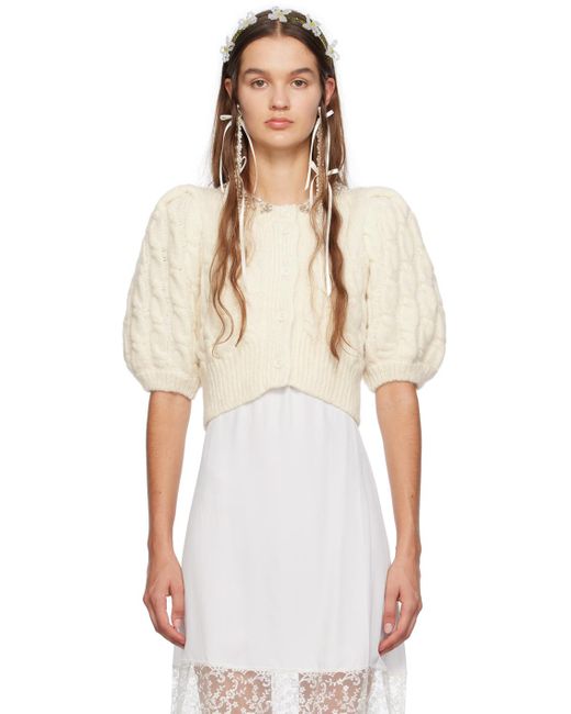 Simone Rocha Natural Off-white Cropped Cardigan