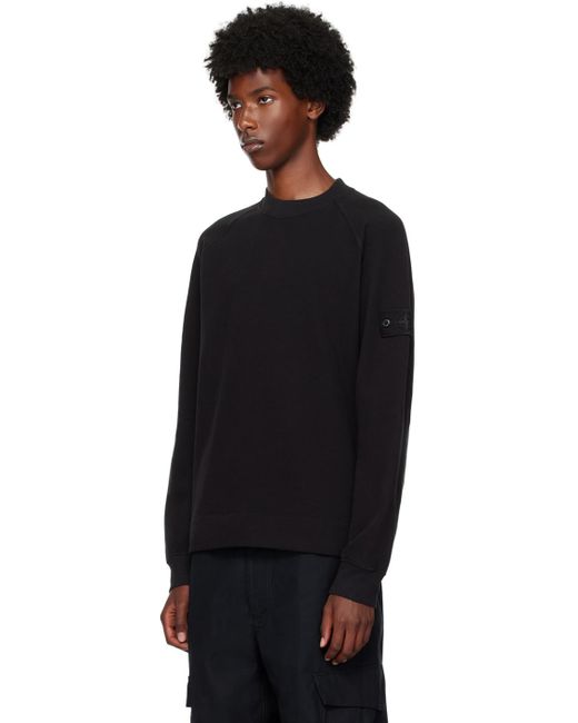 メンズ Stone Island ブラック ロゴパッチ スウェットシャツ Black