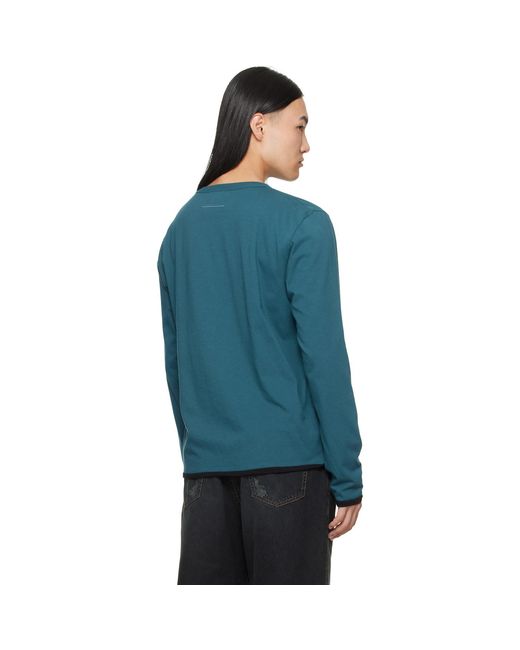MM6 by Maison Margiela Blue Long-Sleeved Reversible T-Shirt for men