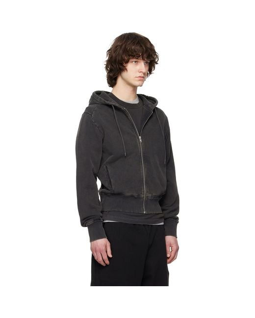 Entire studios Black Slim Zip Up Hoodie for men