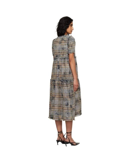 R13 Black Shredded Relaxed Midi Dress