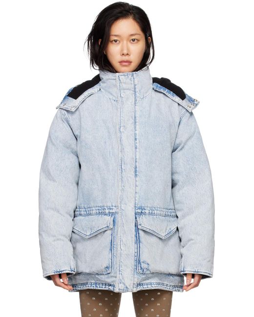 Alexander Wang Blue Extreme Puffer Denim Jacket | Lyst UK