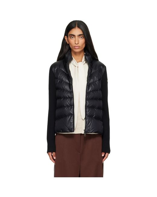 Moncler Black Padded Wool Zip-Up Down Jacket