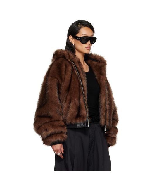Lu'u Dan Brown Yeti Outlaw Faux-fur Jacket