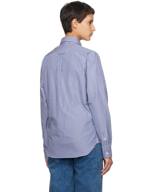 Chemise bleu marine et blanc à écusson à logo de renard Maison Kitsuné en coloris Purple