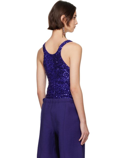Tory Burch パープル Embellished ボディスーツ Blue