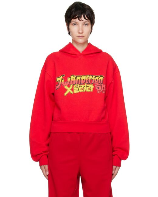 J.W. Anderson Red Graphic Hoodie