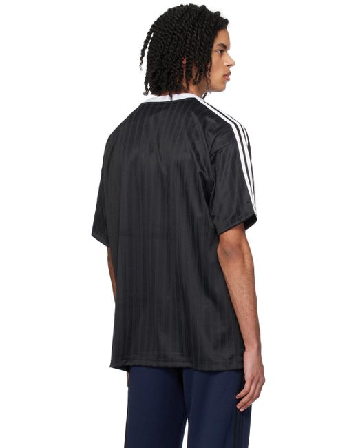 メンズ Adidas Originals &ホワイト ストライプ Tシャツ Black