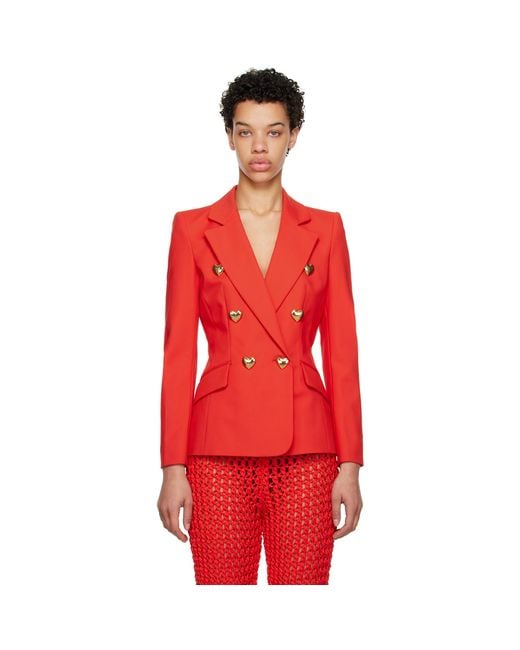 Moschino Red Heart Buttons Blazer