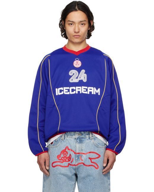 ICECREAM Blue 'Ic' Football Ls Jersey T-Shirt for men