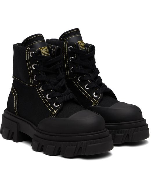 Ganni Black Canvas Trail Boots