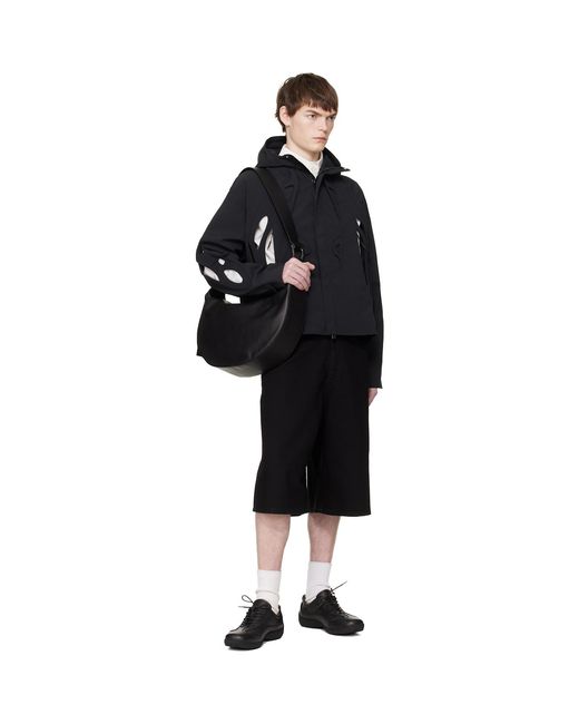 HELIOT EMIL Black Fence Denim Shorts for men