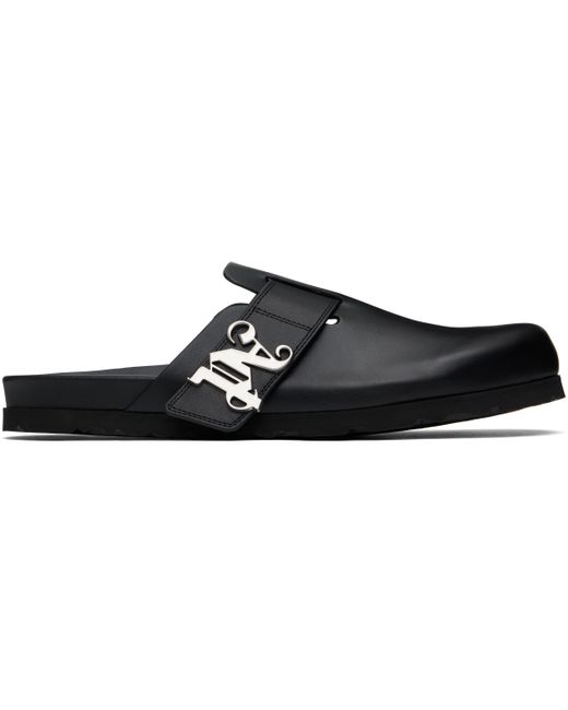 Palm Angels Black Leather Mules for men