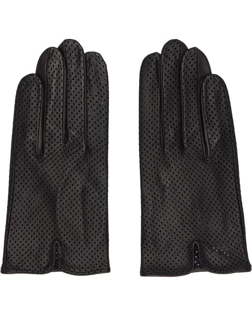 Handsome Stockholm Black Statement Perforated Gloves for men