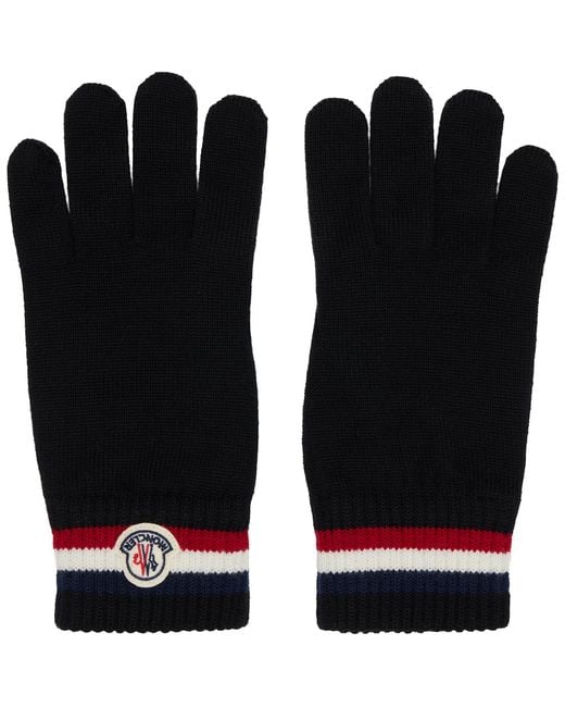 Moncler Black Tricolor Wool Gloves for men