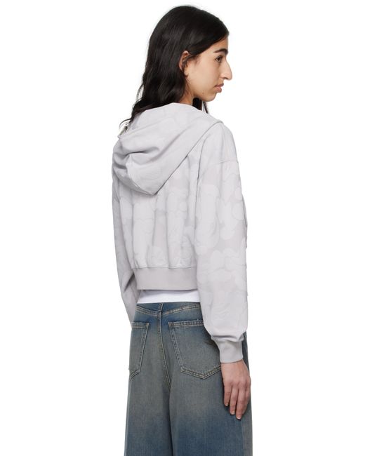 A Bathing Ape White Solid Camo Jacquard One Point Cropped Zip Hoodie