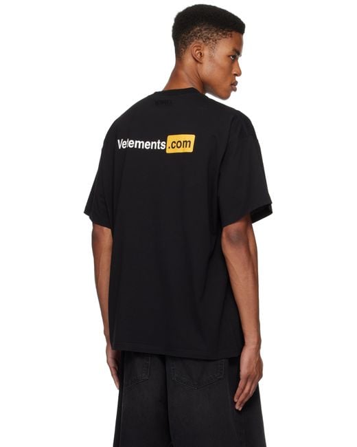 Vetements Black .Com' T-Shirt for men
