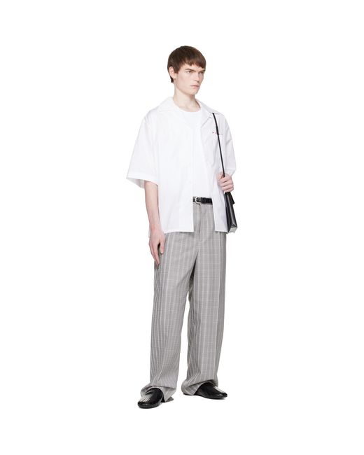 Marni White Check Wool Trousers for men