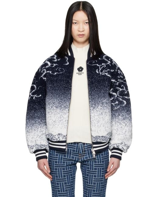KENZO Blue Paris Cloud Tiger Bomber Jacket