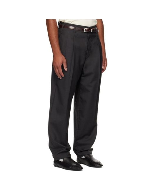 Lemaire Black Pleated Trousers for men