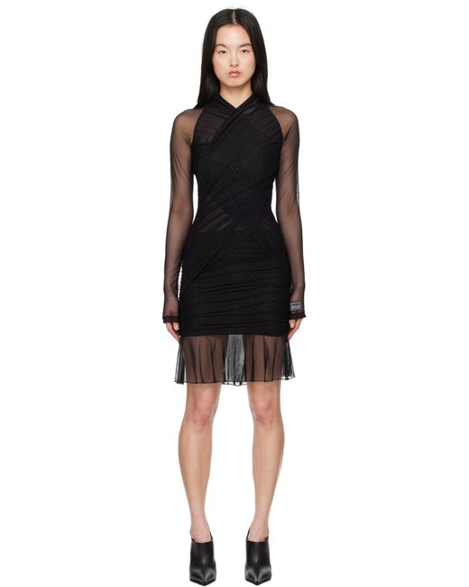 Versace Jeans Couture ブラック ラインストーン ミニドレス Black