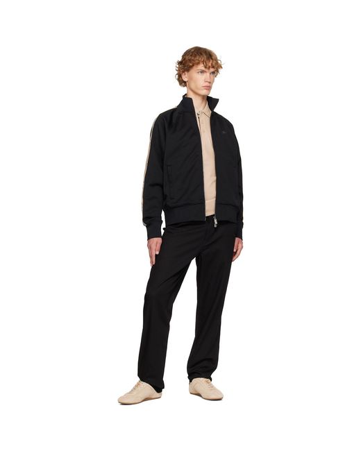 Burberry Black Check Trim Cotton Blend Track Jacket for men