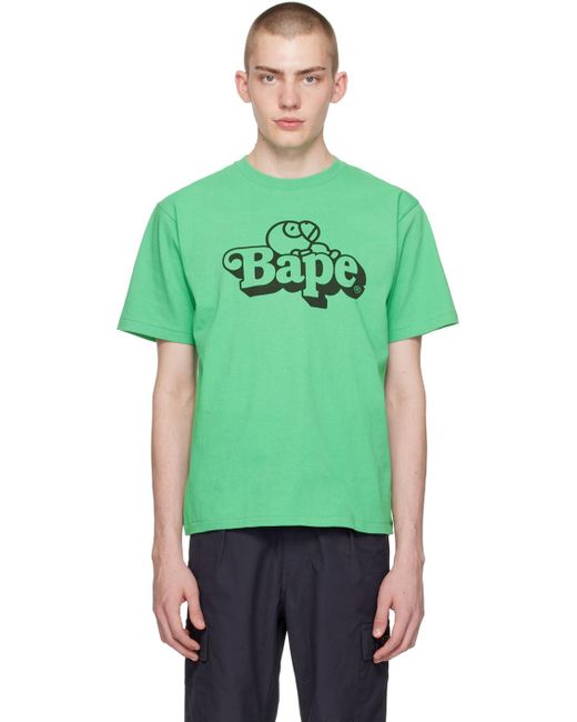 A Bathing Ape Green 'Milo On T-Shirt for men