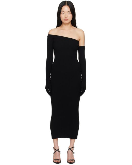 Jean Paul Gaultier Black Asymmetric Neck Maxi Dress