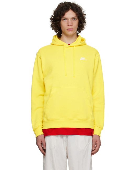 Nike Cotton Yellow Sportswear Club Hoodie for Men | Lyst