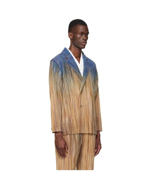 Homme Plissé Issey Miyake Blue Paint Brush Close-Up Blazer for men